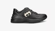 The Men's Rhyton Interlocking G leather low-top trainers (Image via Gucci)
